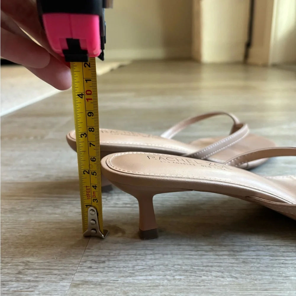 Rachel Zoe Nude Tan Thong Kitten Heel Sandals - Picture 6 of 6